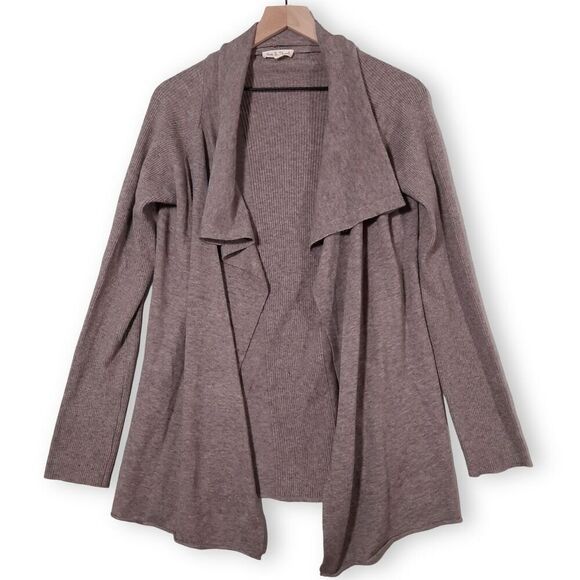 Hem & Thread Open Front Cardigan Sweater Size Large Waterfall Boho Chic Beige - Picture 1 of 11